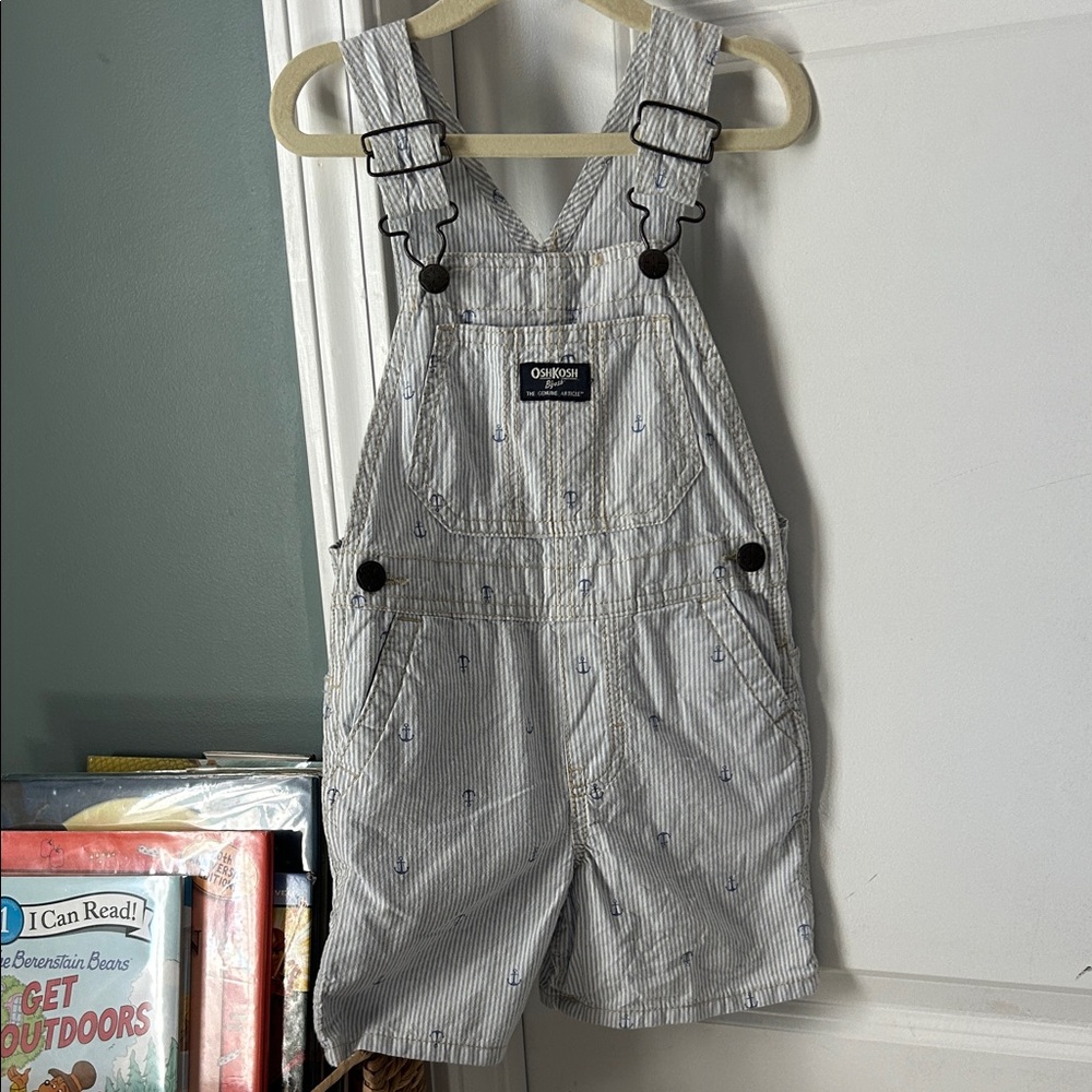 OshKosh B'gosh Striped Anchor Overalls